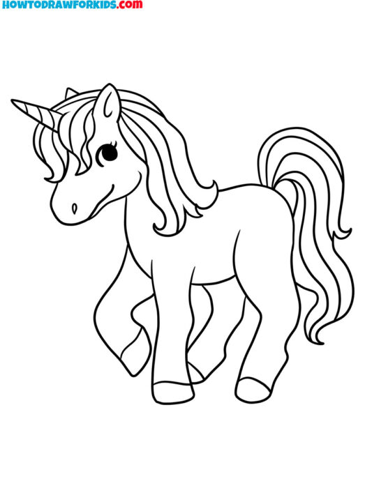 Simple Unicorn Outline for Kids