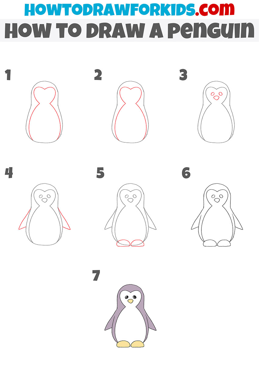 Simple penguin drawing tutorial