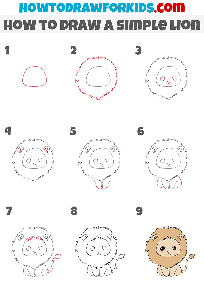 Sitting lion drawing tutorial