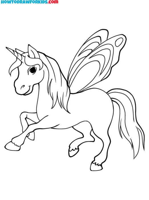 Unicorn With Wings Coloring Picture