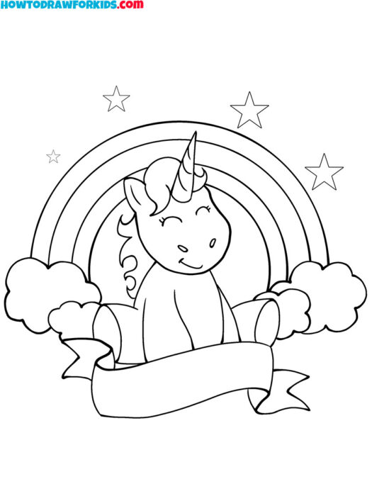 Unicorn and Rainbow Coloring Sheet