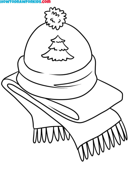 Winter Hat and Scarf Coloring Page