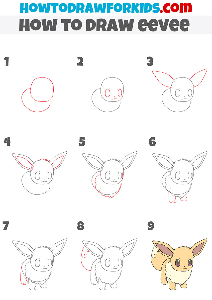 how to draw eevee step by step