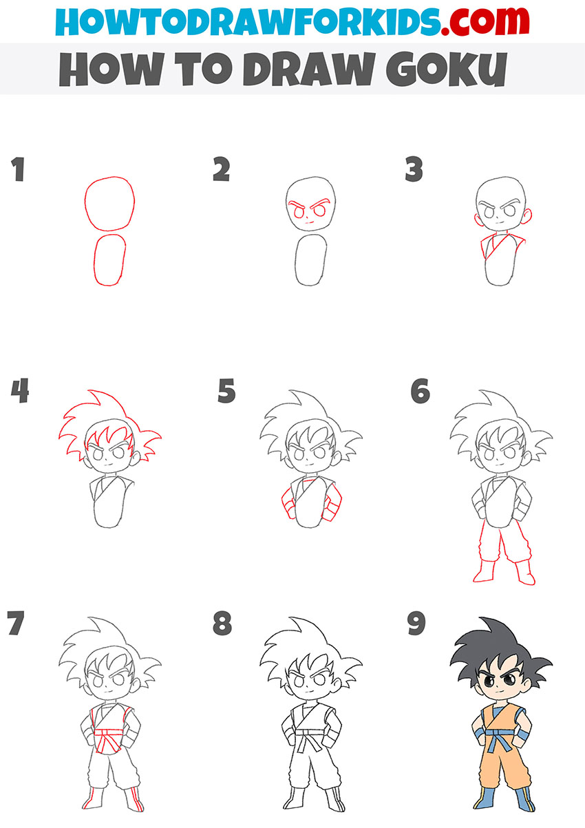 how to draw goku step by step