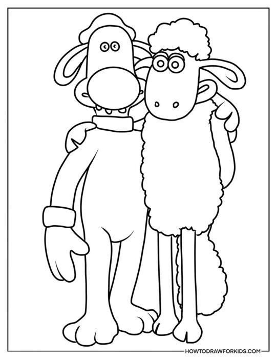 Bitzer and Shaun the Sheep Coloring Sheet