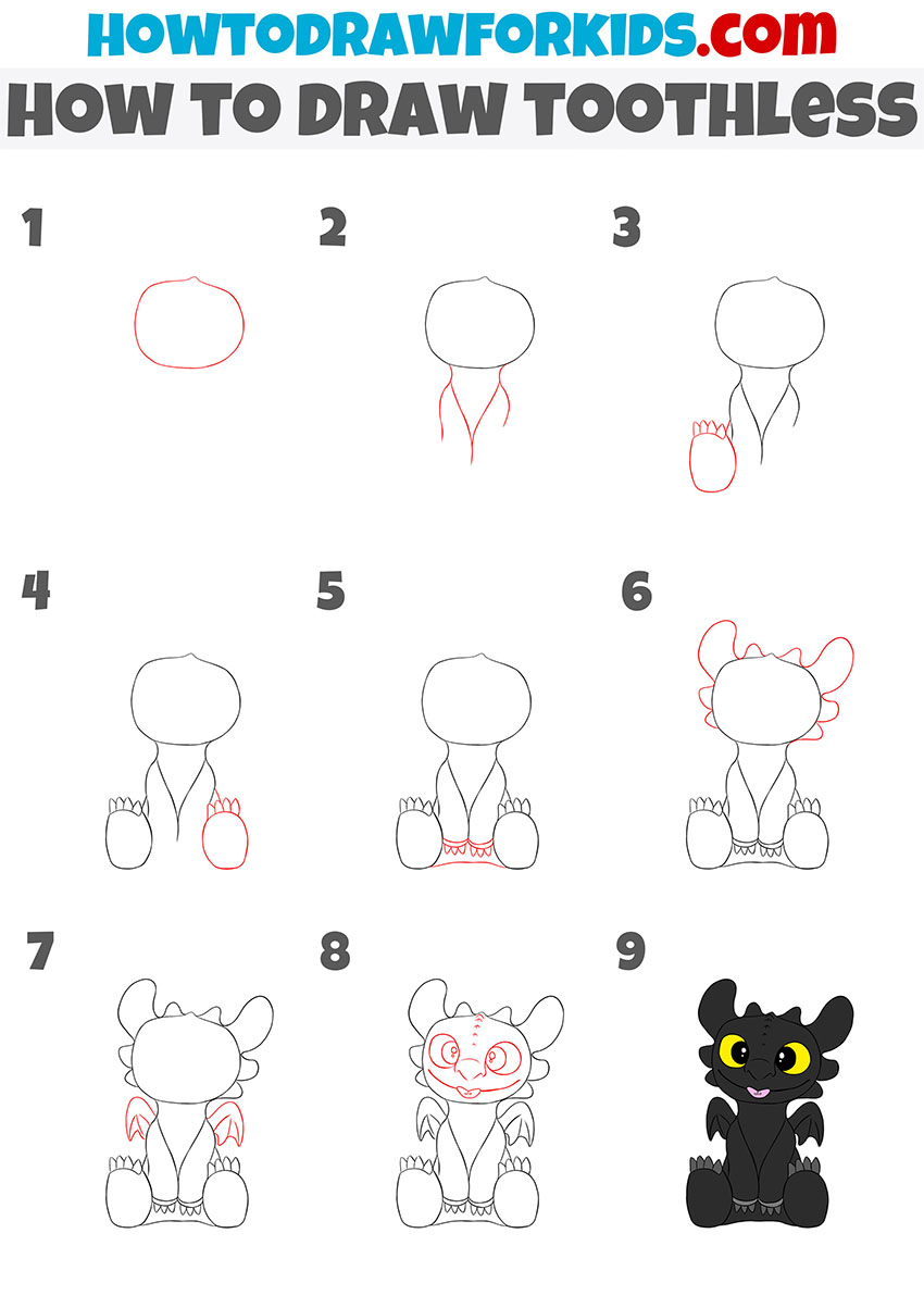 Cute toothless drawing tutorial