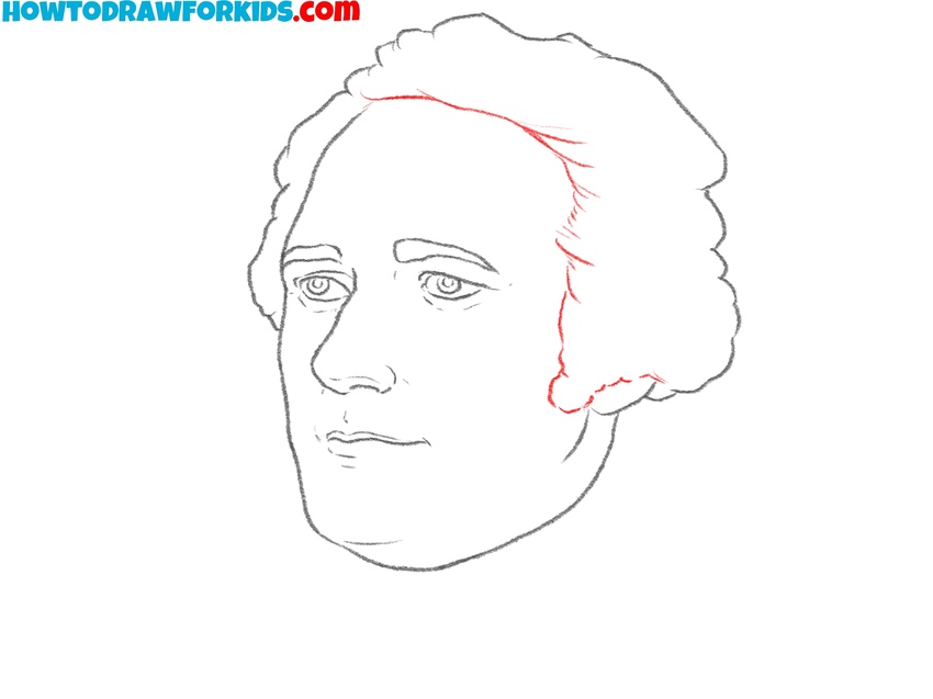 Finish drawing the hairstyle of the president