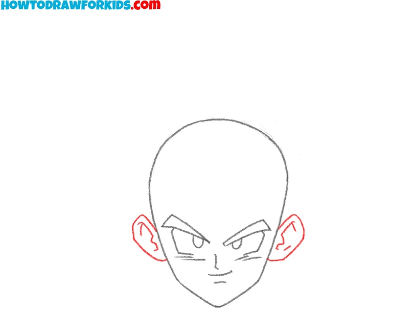 Draw the ears of Goku