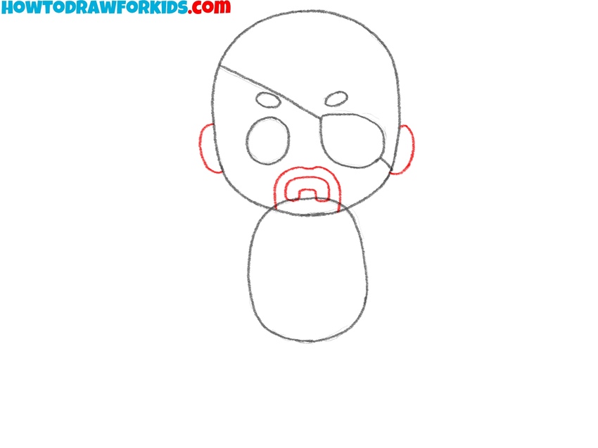 Draw the ears and beard