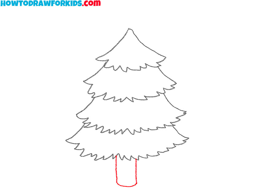 Draw the Christmas tree trunk