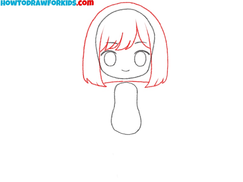 Add the hair to the chibi girl