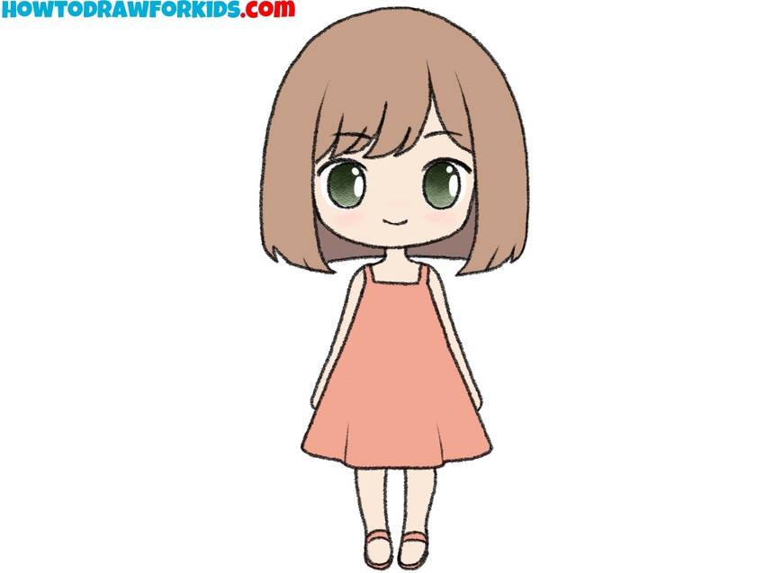 Add color to the chibi girl drawing