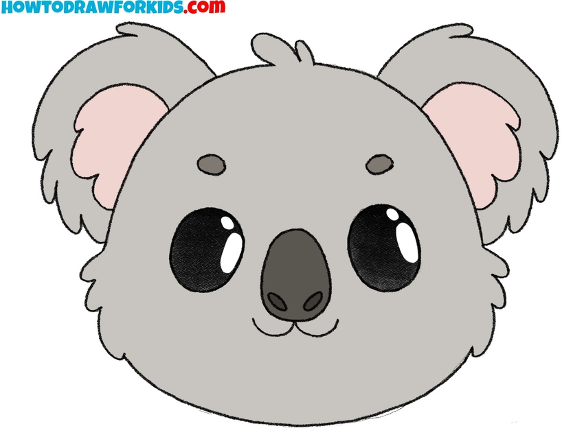 Add color to your drawing of a koala face