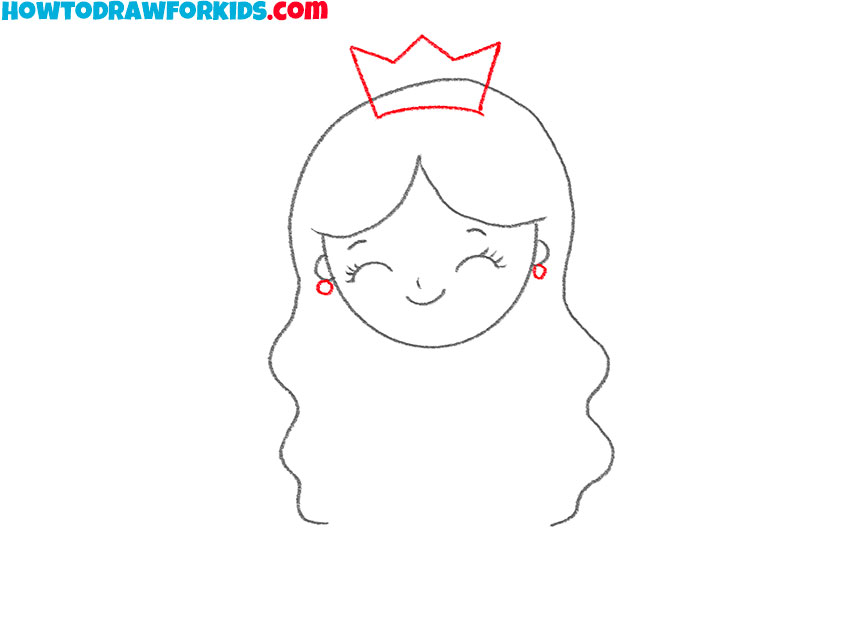 Add the crown and earrings