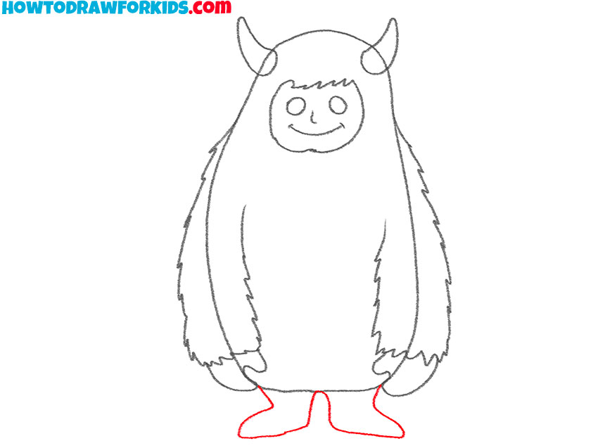 Draw the legs of the Yeti