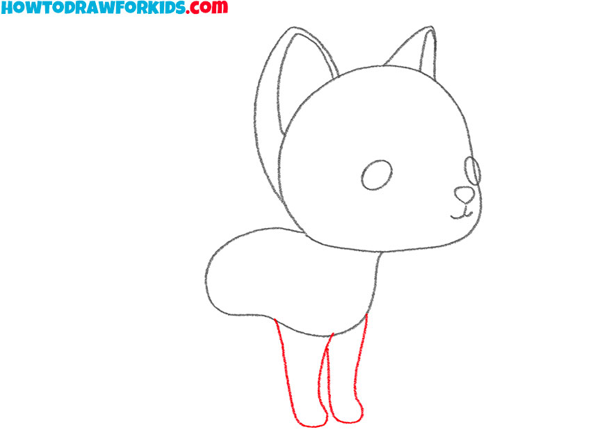 Illustrate the front legs and paws