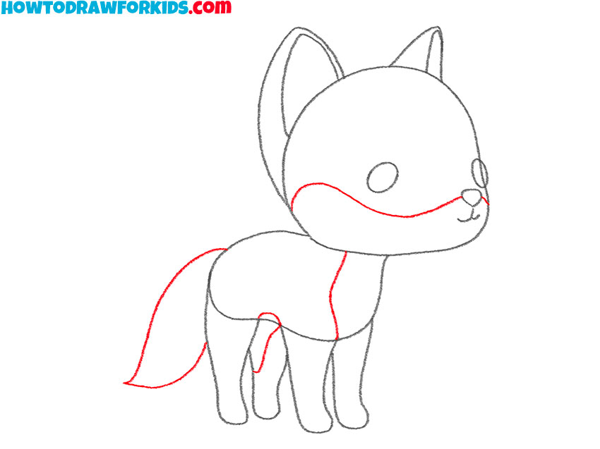 Draw the tail and detail the fur