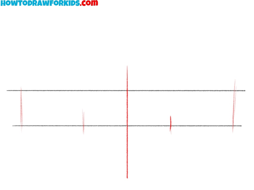 Sketch the vertical guidelines