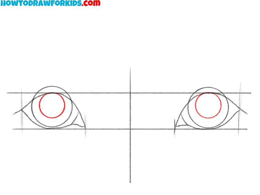 Draw the pupils inside the irises