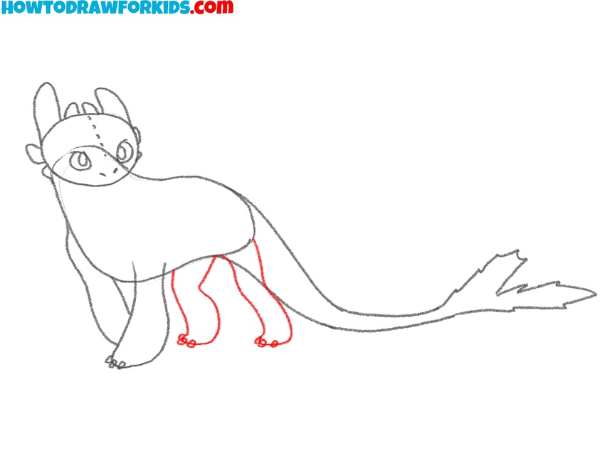 Draw the hind limbs