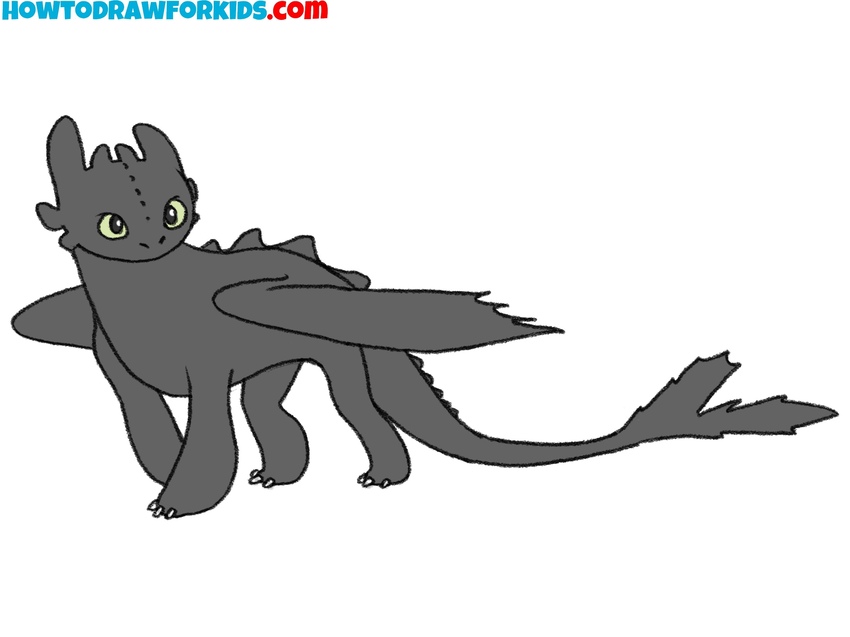 Color the drawing of Toothless