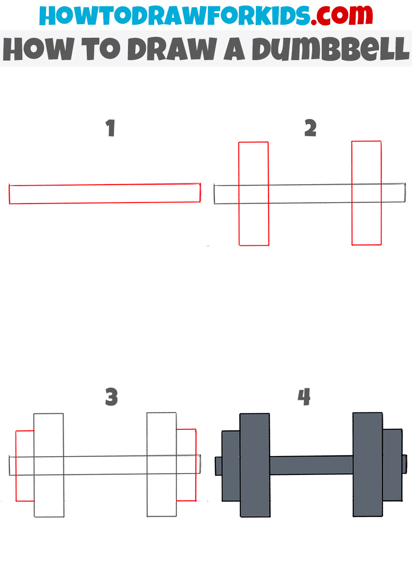 Dumbbell drawing tutorial for preschoolers