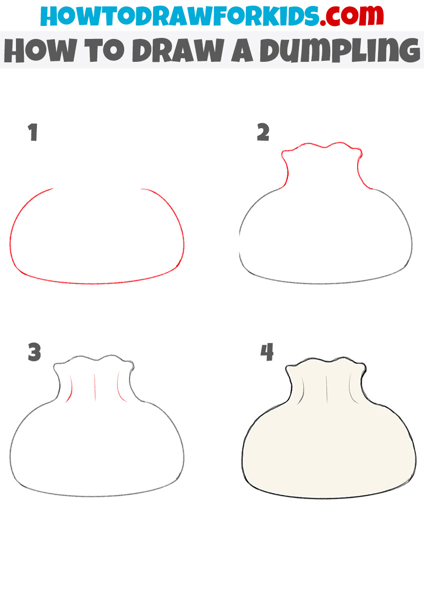 Dumpling drawing tutorial for preschoolers