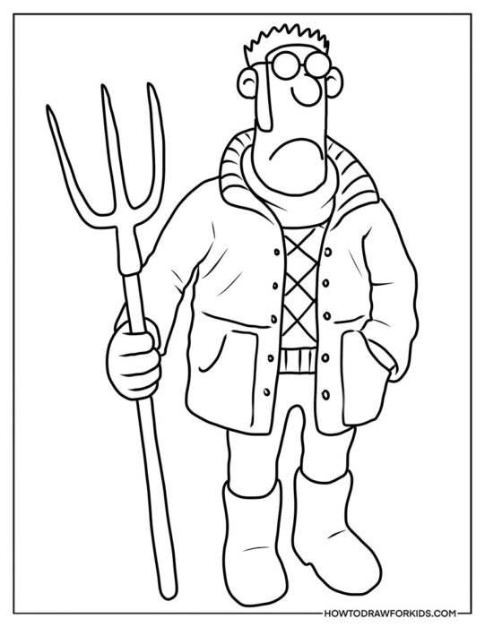 Farmer from Shaun the Sheep Coloring Sheet