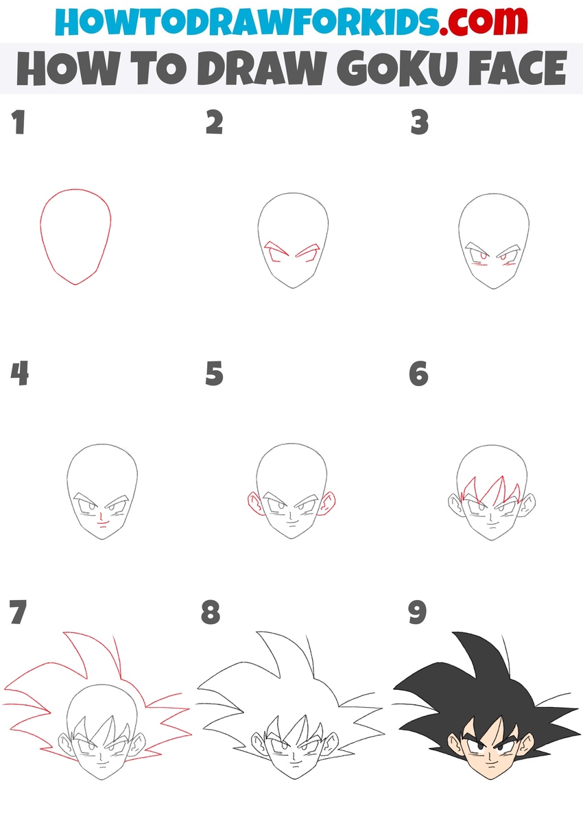 How to draw Goku face step by step