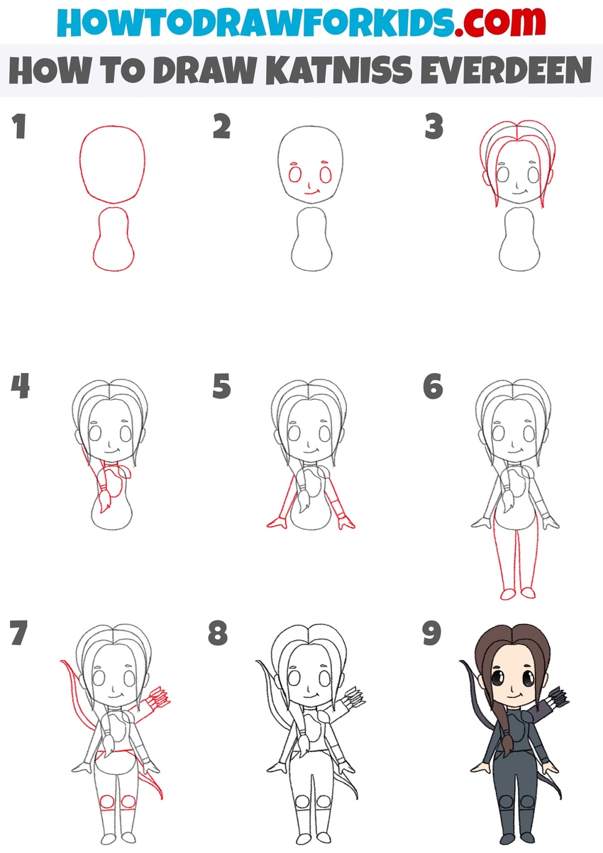 How to draw Katniss Everdeen step by step