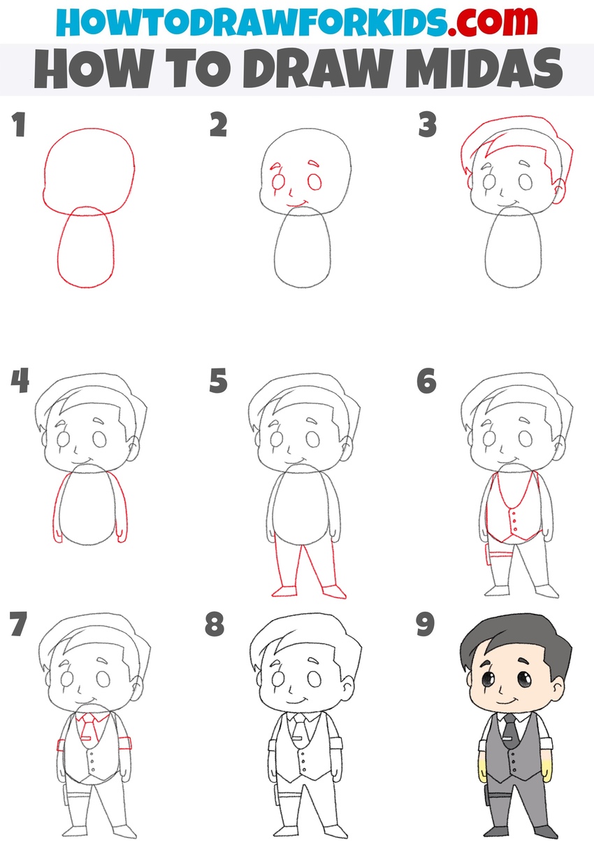 How to draw Midas step by step