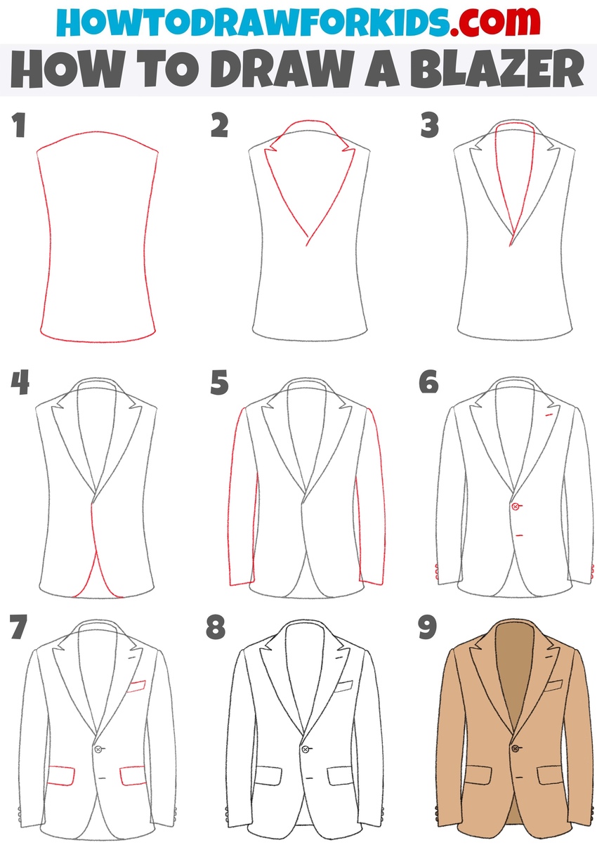 How to draw a blazer step by step