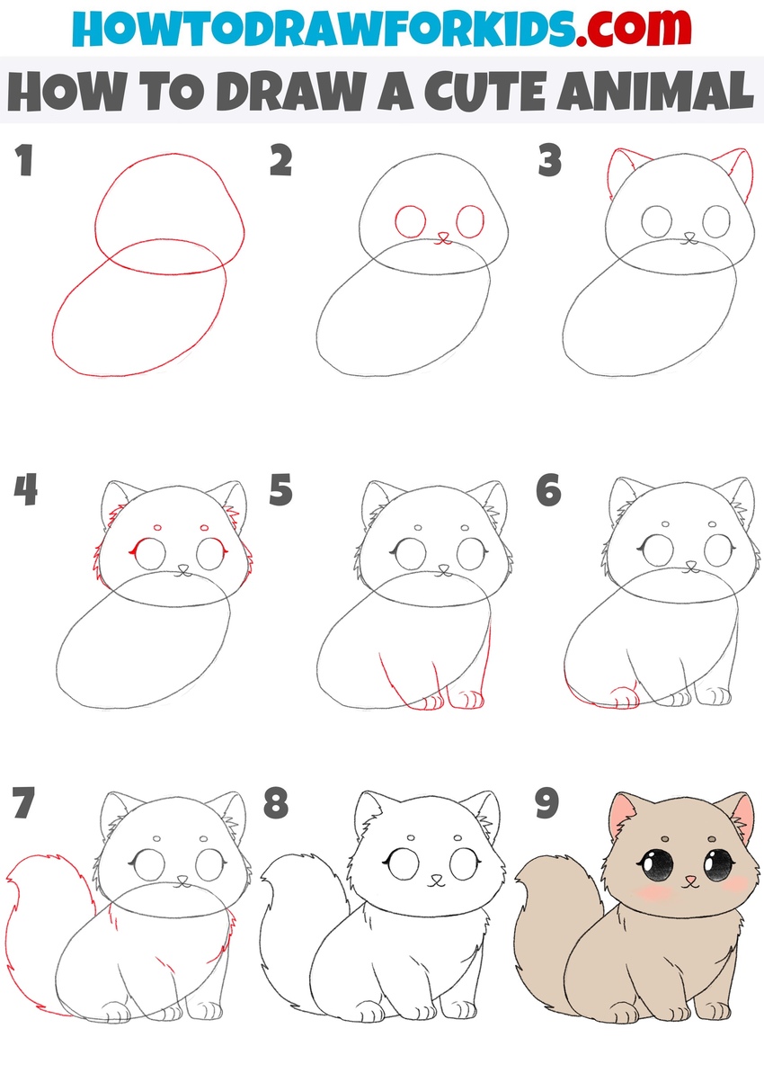 How to draw a cute animal step by step