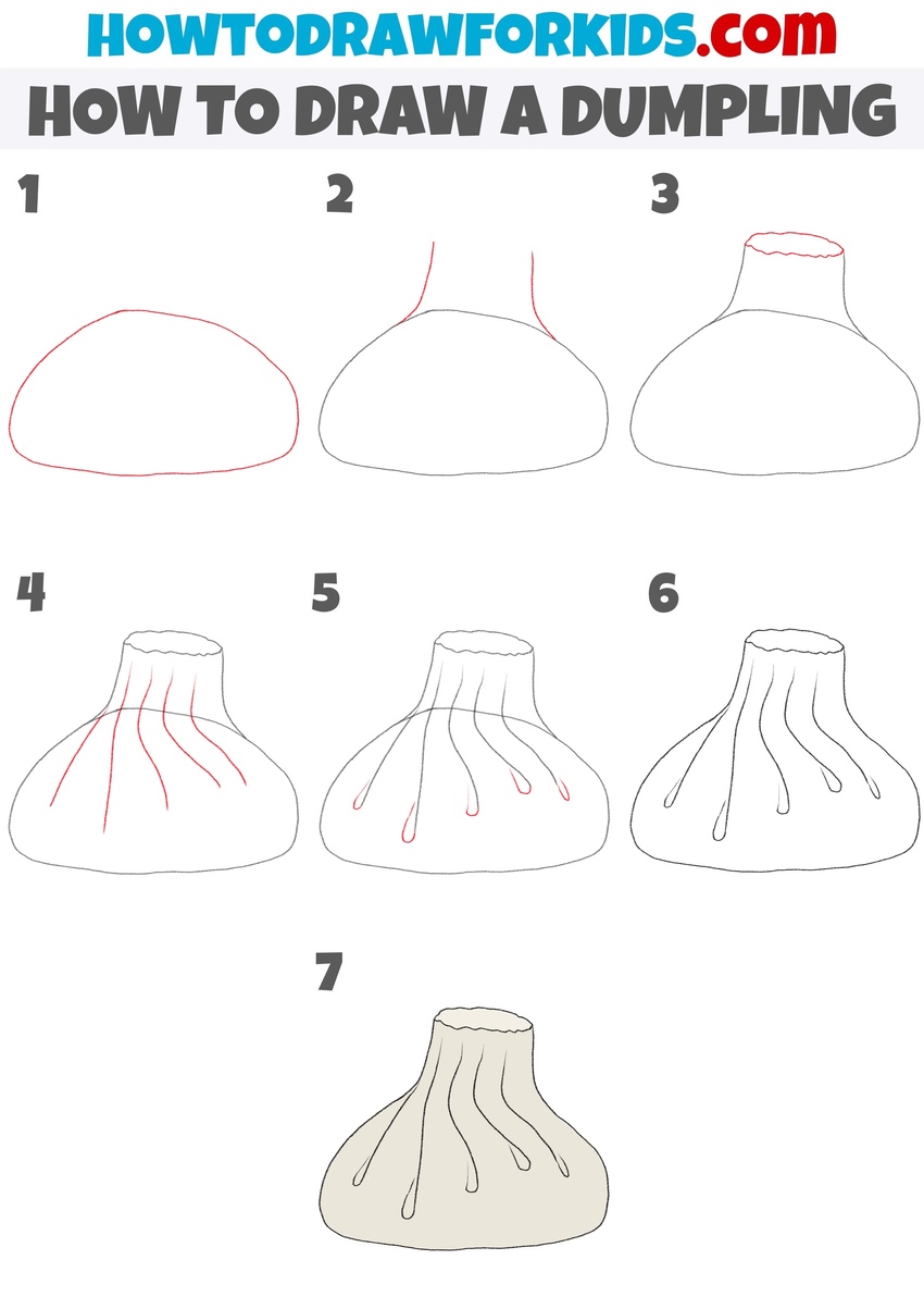 How to draw a dumpling step by step