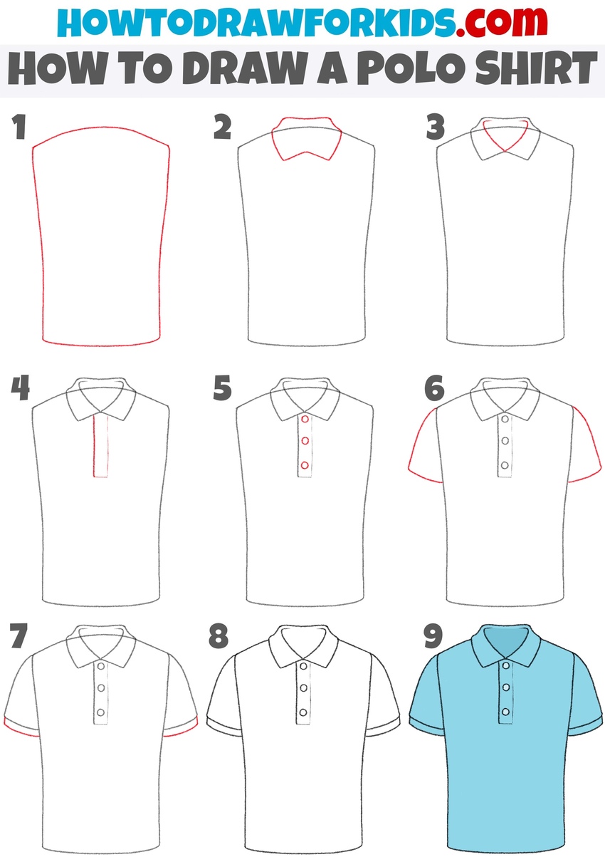 How to draw a polo shirt step by step