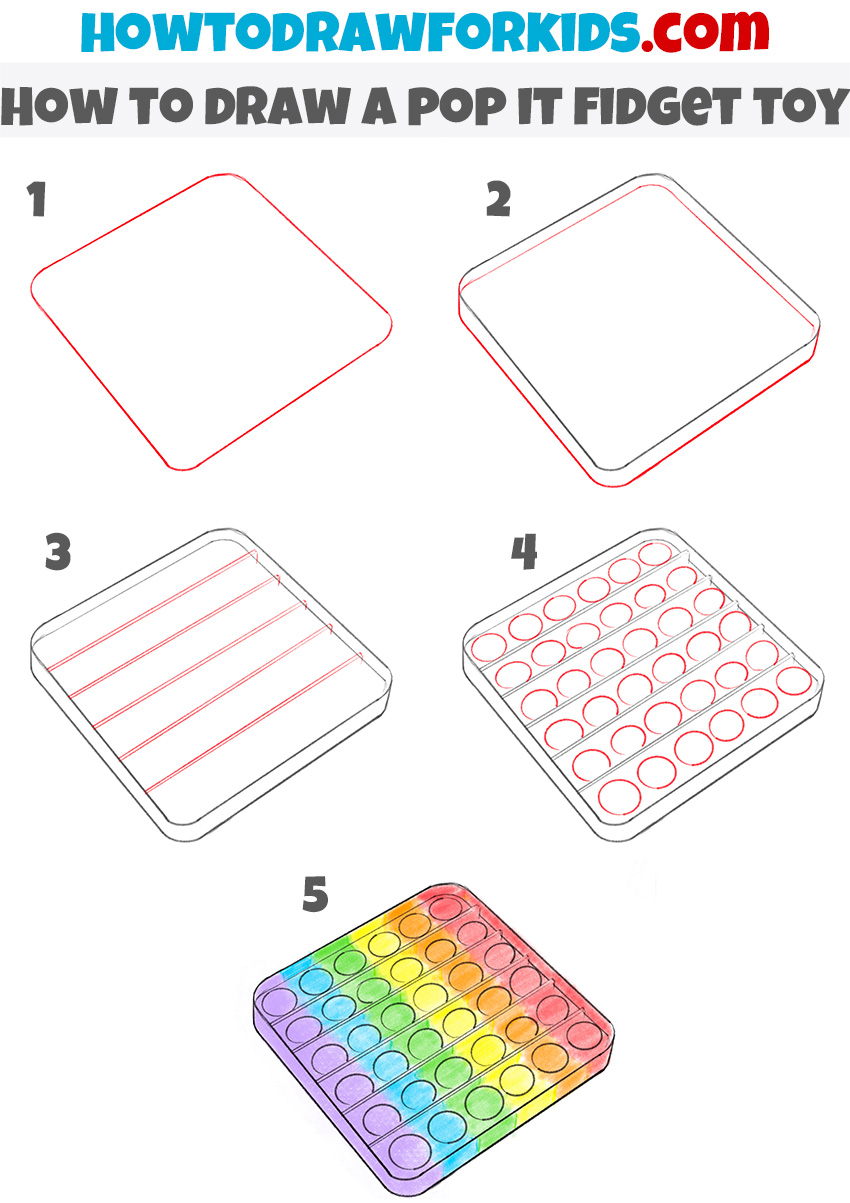 How to draw a pop it step step by step