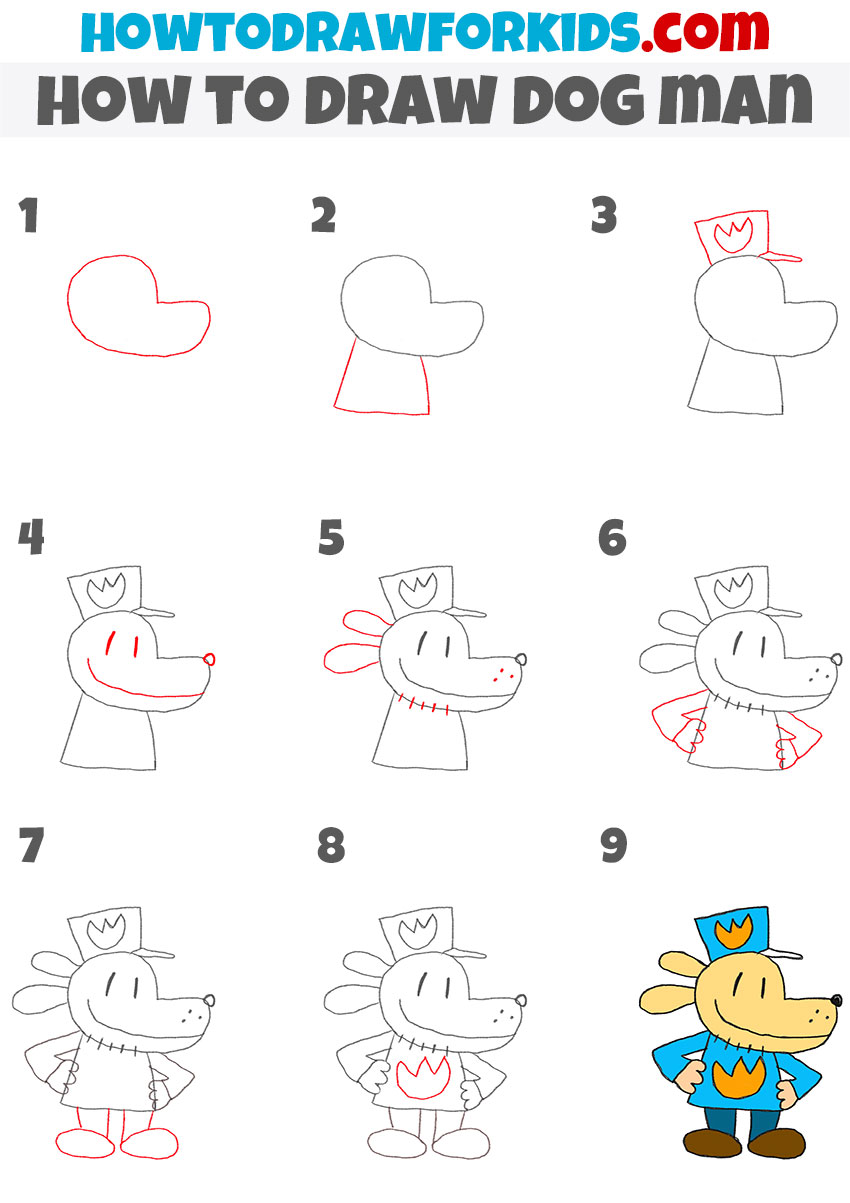 How to draw dog man step by step