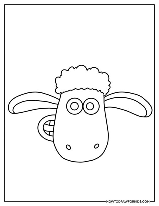 Shaun the Sheep Face Outline Coloring Sheet