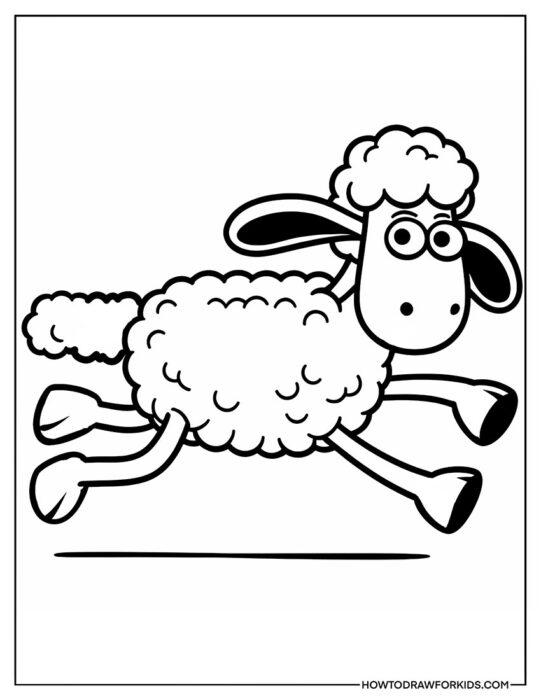 Shaun the Sheep Jumping Coloring Page