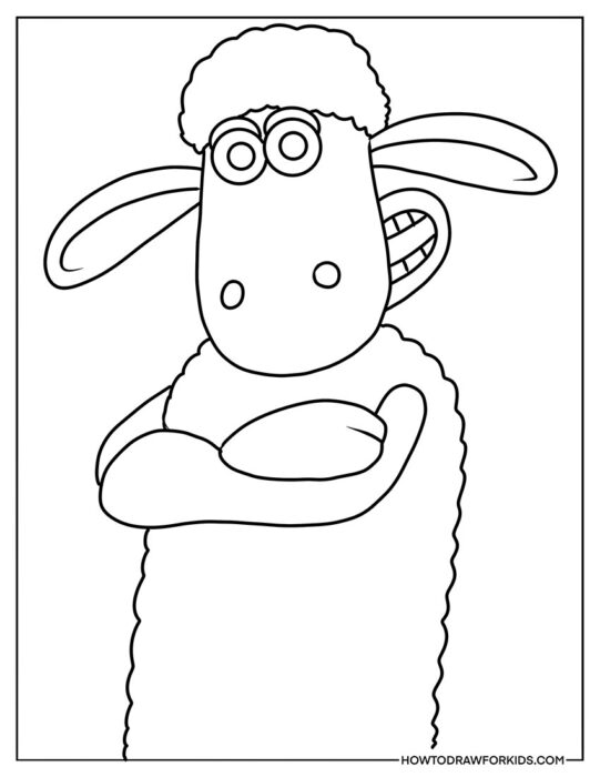 Shaun the Sheep With Crossed Arms for Coloring