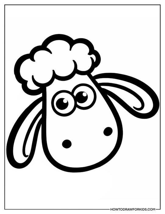 Simple Shaun the Sheep Face Coloring Page