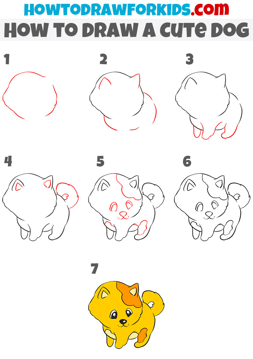 Simple cute dog drawing tutorial