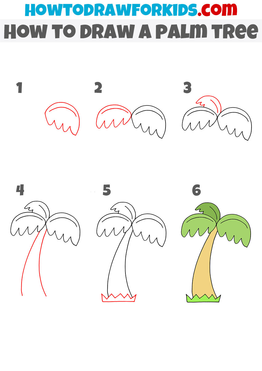 Simple palm tree drawing tutorial