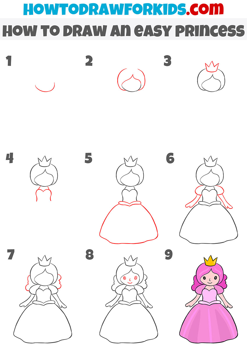 Simple princess drawing tutorial