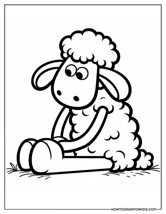 Sitting Shaun the Sheep Coloring Page