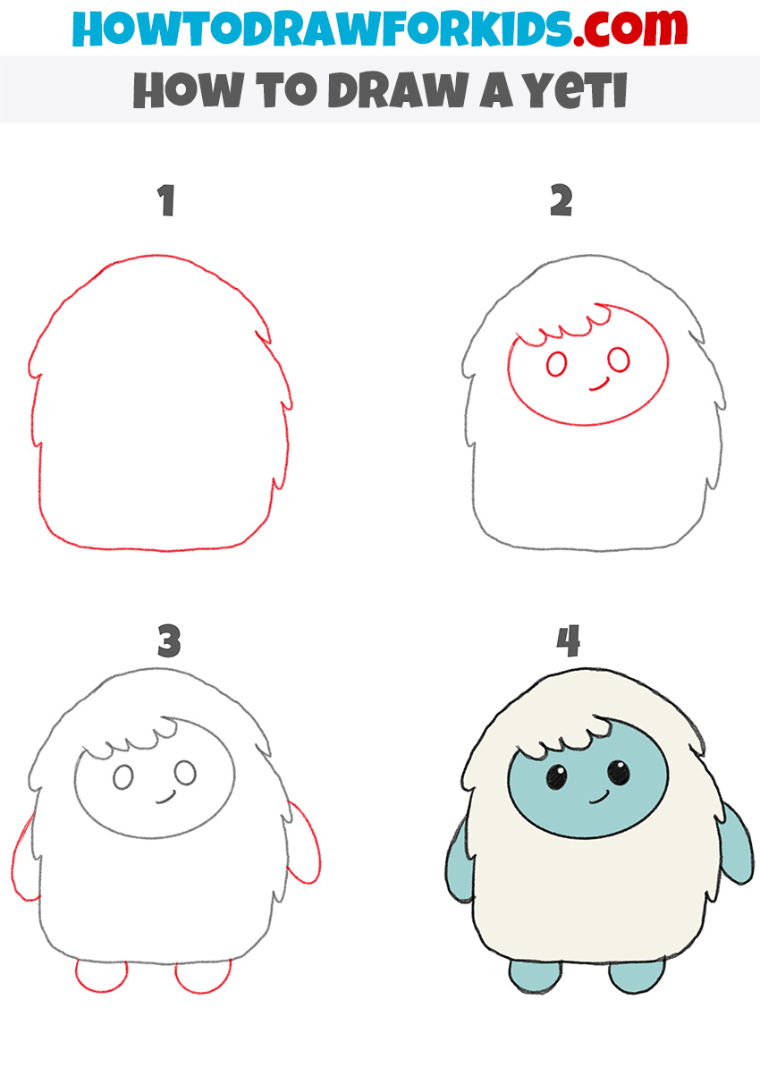 Yeti drawing tutorial for preschoolers