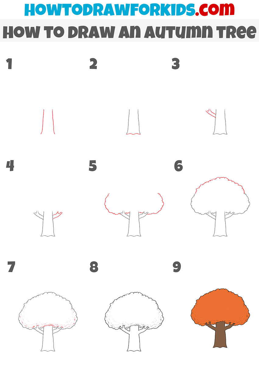 Autumn tree drawing tutorial