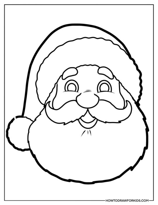 Cartoon Santa Face Coloring Page