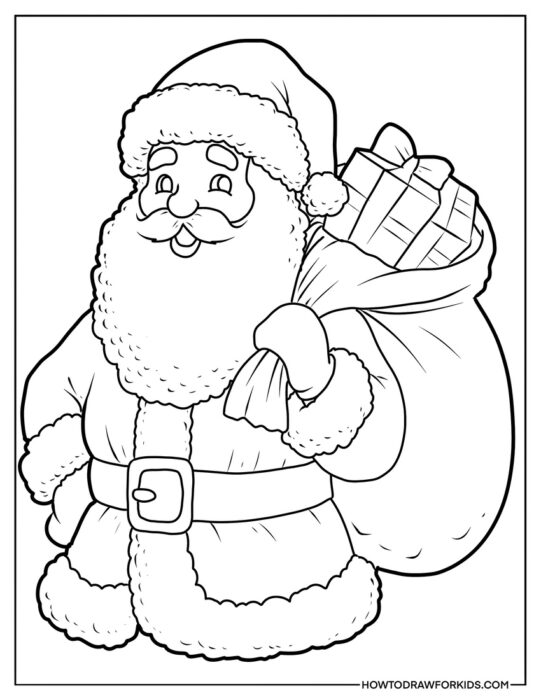 Cartoon Santa With Presents to Color