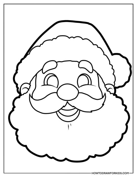 Easy Santa Head Coloring Page